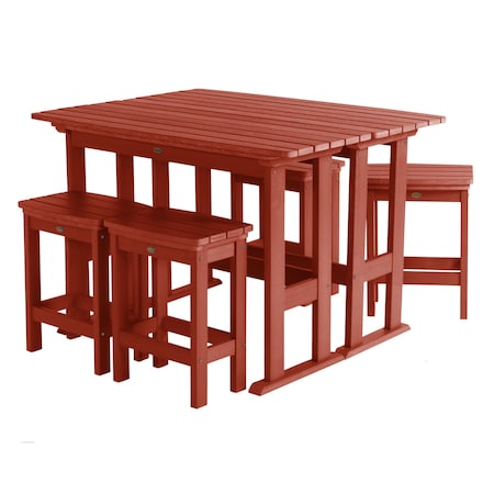 Highwood Usa Lehigh 6pc Counter Height Outdoor Patio Furniture Balcony Set AD-KITBALC101-RED